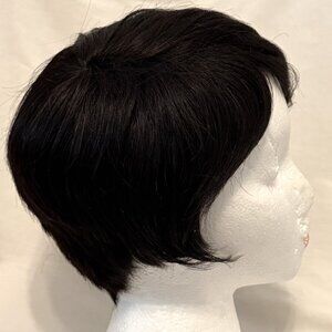 Mayde Beauty Short Dark Brown Straight Wig Side Part Classic Cap Bob Pixie Human